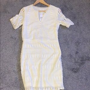 H&M Cream Knit Dress Keyhole Front w/ side zip